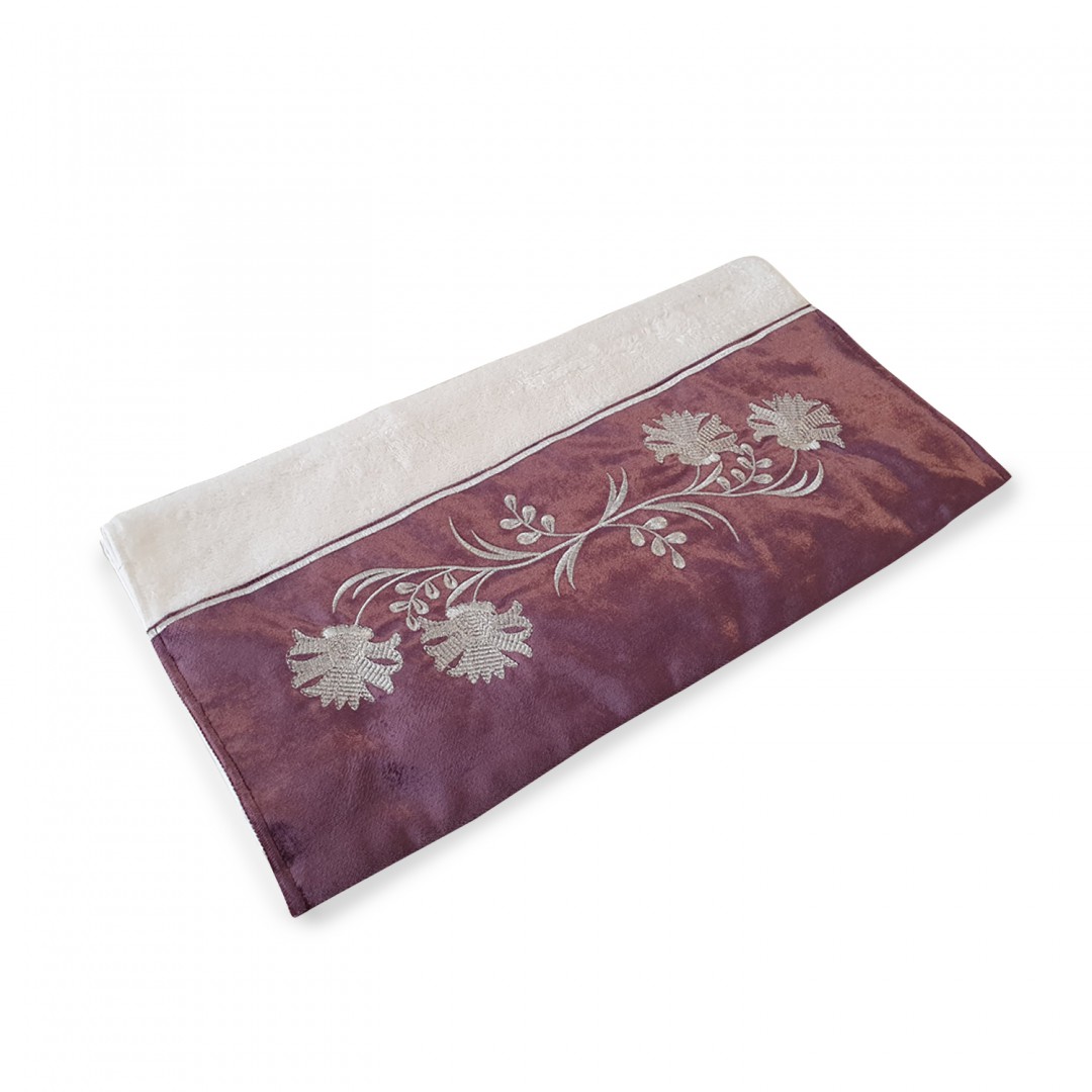 BORDO KADIFE KARANFIL DESEN HAVLU