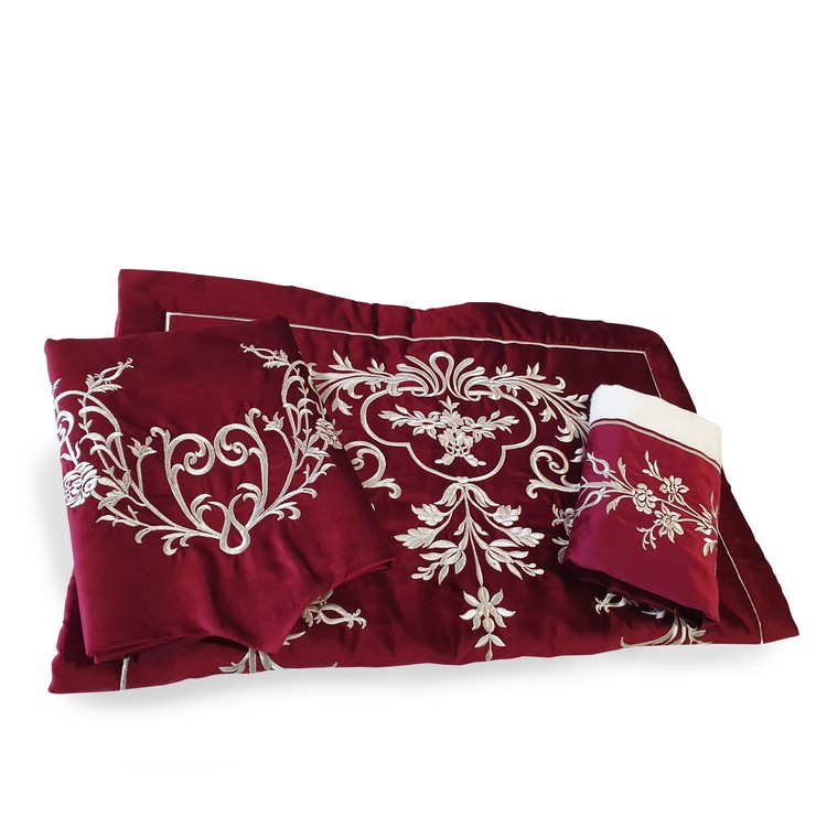 BORDO KADIFE KERVAN DESEN  BOHÇA SETİ (ZARF BOHÇA)