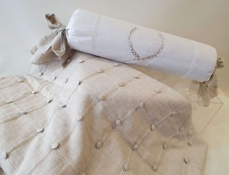 Doğal Keten Dümeli Beşik Yatak Örtüsü