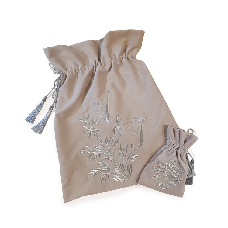 EKRU KADIFE ÇUCUKLU KERVAN DESEN BOHÇA SETİ