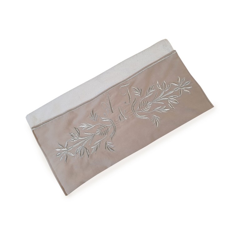 EKRU KADIFE ÇUCUKLU KERVAN DESEN BOHÇA SETİ