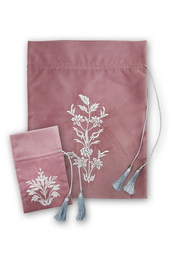 KOYU PUDRA MAT KADIFE  KERVAN DESEN BOHÇA SETİ