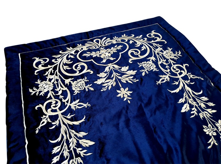 LACİVERT KADIFE KERVAN DESEN BOHCA SETI