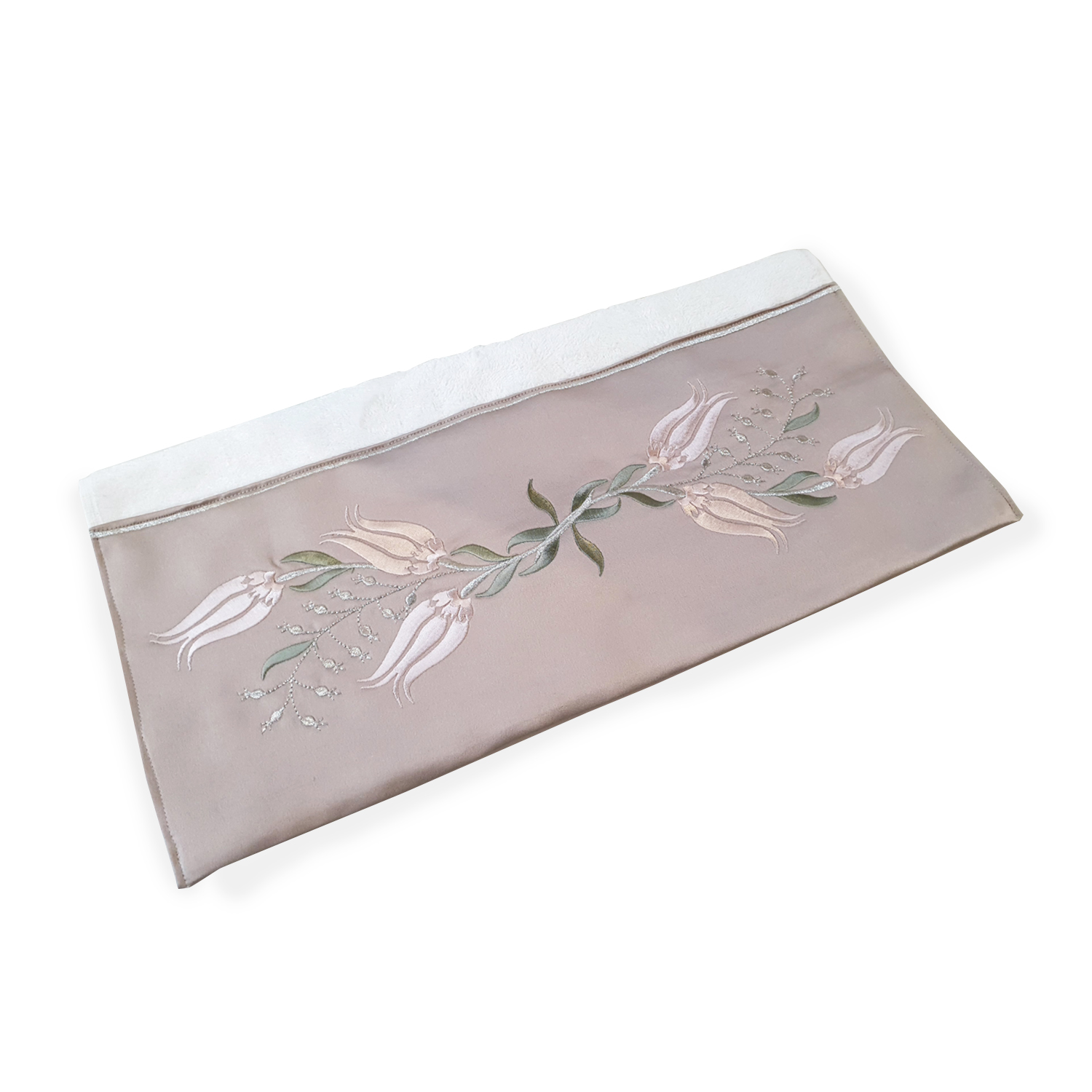 PUDRA ORJINAL MAT SATEN  LALE DESEN BOHÇA SETİ