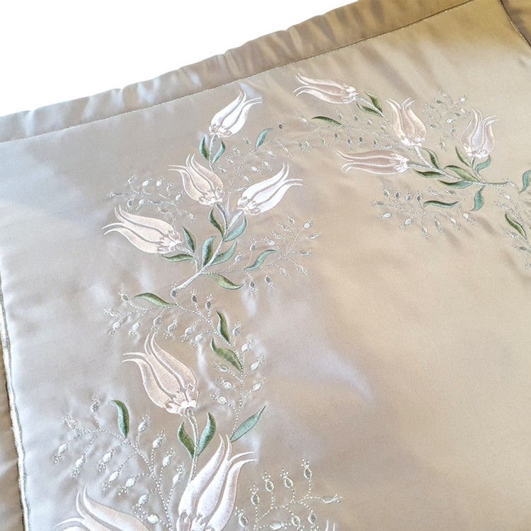 PUDRA ORJINAL MAT SATEN  LALE DESEN BOHÇA SETİ